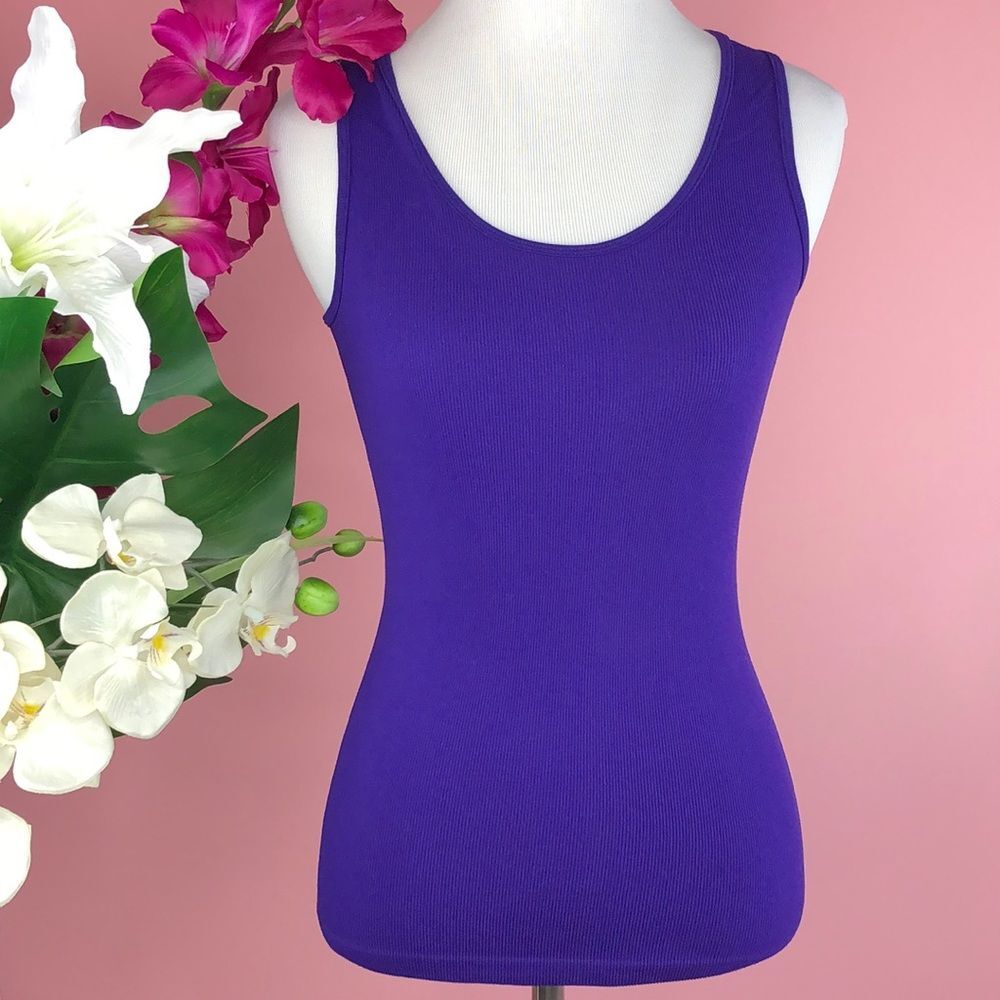 Active Basic Purple Sleeveless Scoop Neck Racerback Tank Top